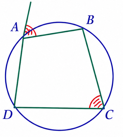 Cyclic quadrilateral with equal angles at A and C