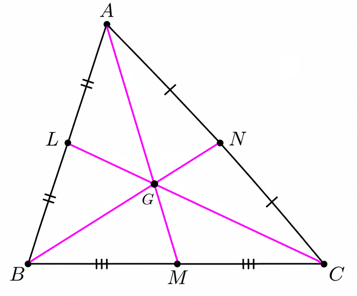 Centroid dividing each median in a two to one ratio