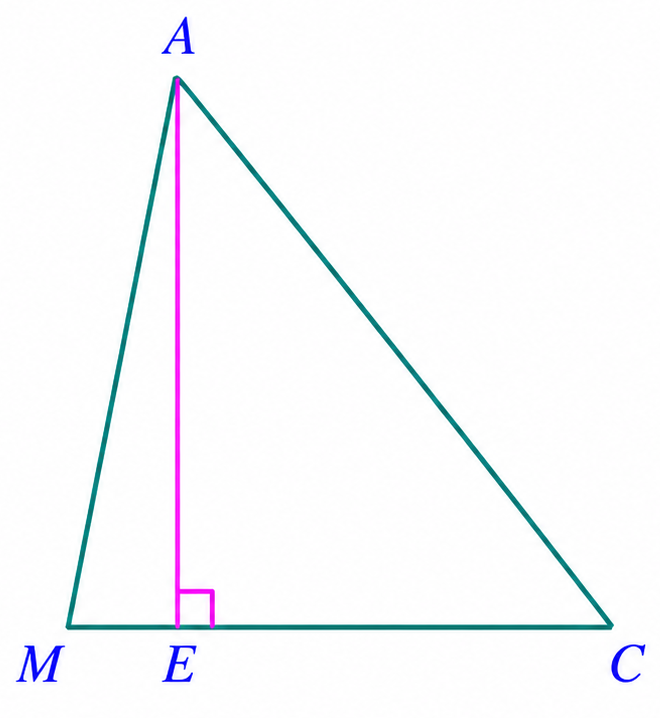 Triangle AMC with altitude AE from A to MC