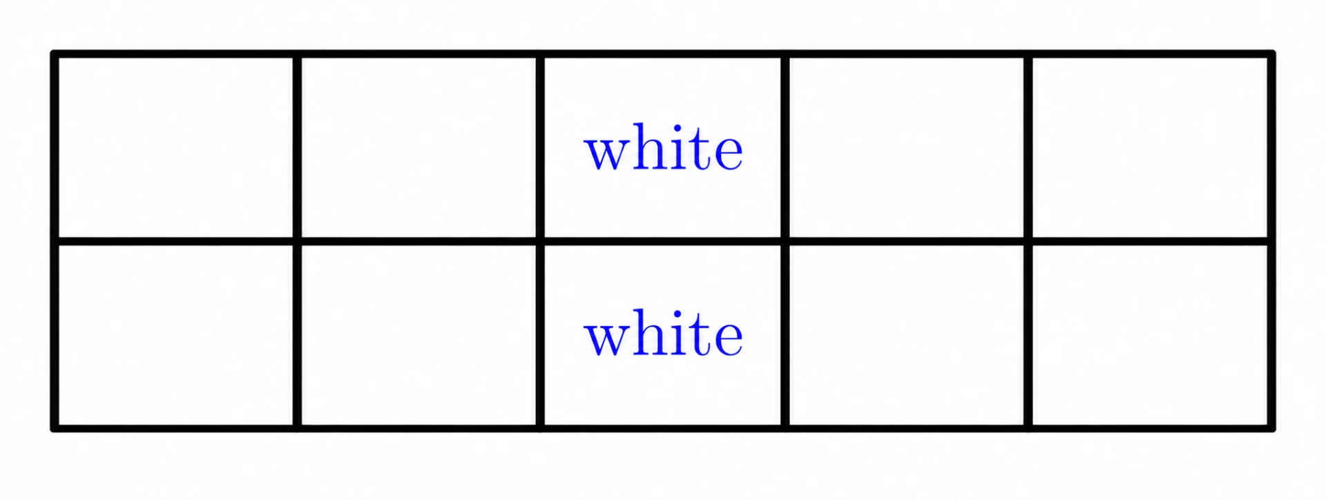 Middle column with both cells white