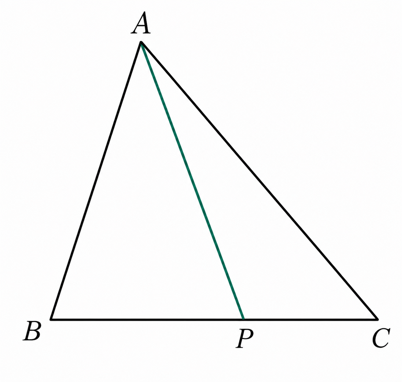 Triangle ABC with cevian AP