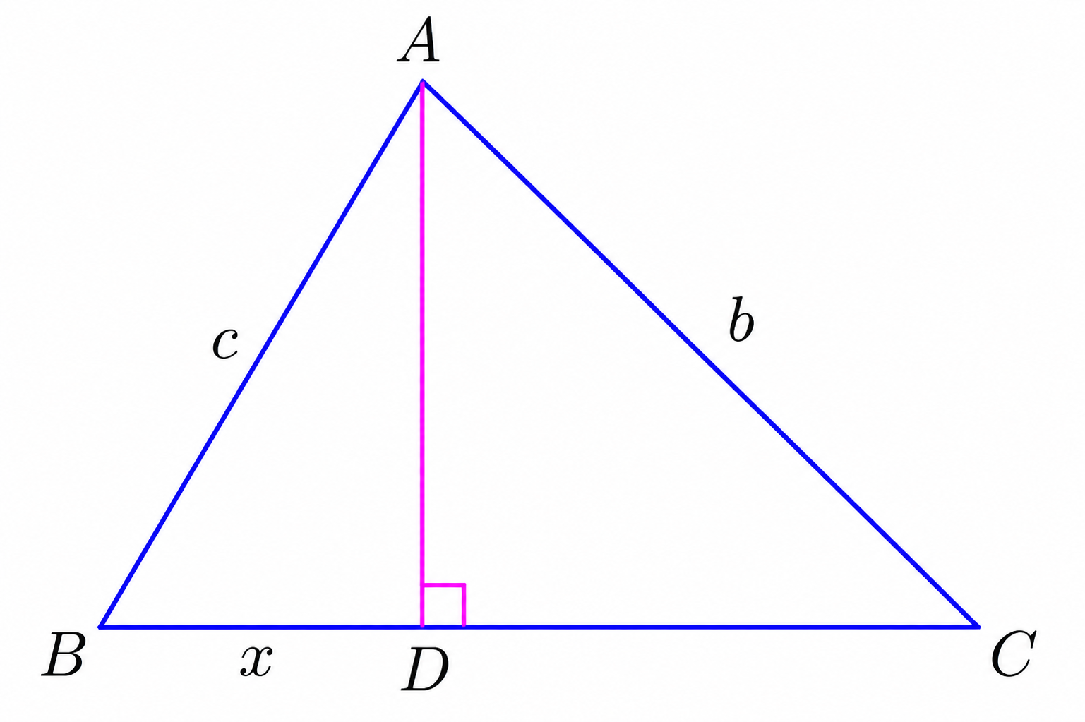 Altitude projection formula in triangle ABC